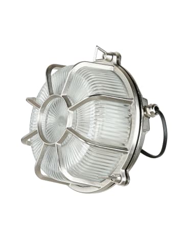 Licht-Erlebnisse Außen Wandlampe Ø 22 x (H)22 cm in Nickel matt
