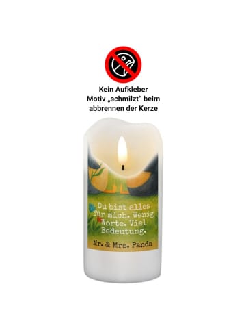 Mr. & Mrs. Panda Wachskerze Pinguin Pärchen Design mit Spruch in Weiß