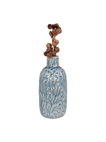 House Nordic Vase Blau mit Blumen Muster 26 cm