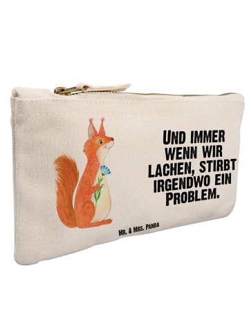 Mr. & Mrs. Panda Make-up-Tasche Eichhörnchen Blume mit Spruch in Weiß