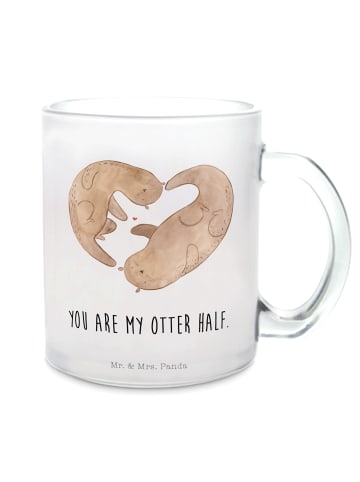 Mr. & Mrs. Panda Glühweintasse Otter Herz mit Spruch in Transparent