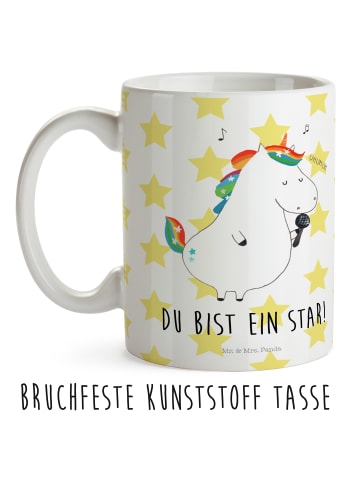 Mr. & Mrs. Panda Plastikbecher Einhorn Sänger mit Spruch in Weiß