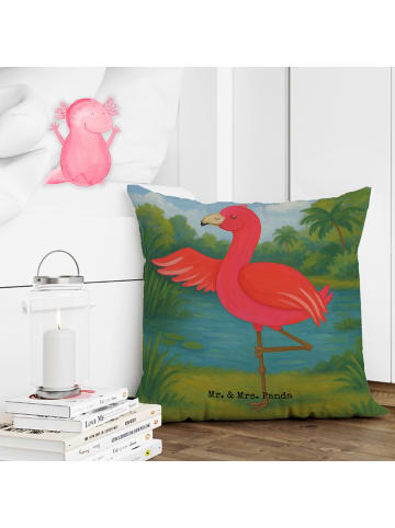 Mr. & Mrs. Panda Kopfkissen Flamingo Yoga Design ohne Spruch in Weiß