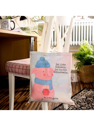 Mr. & Mrs. Panda shopping bag Schwein Glühwein Design mit Spruch in Weiß