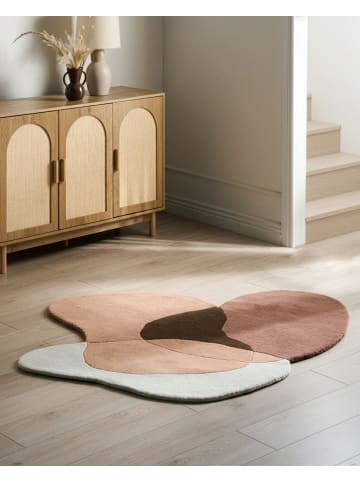 Beliani Kurzflor SINJUWI in Braun/Orange/Beige - (W) 140 x (L) 140 cm