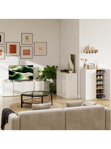 HOMCOM Sideboard-80L x 40B x 80H cm-Hochglanzweiß