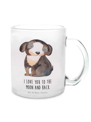 Mr. & Mrs. Panda Trinkbecher Hund Entspannen mit Spruch in Transparent