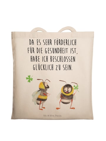 Mr. & Mrs. Panda Tragetasche Hummeln mit Kleeblatt mit Spruch in Creme