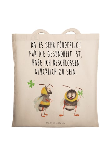 Mr. & Mrs. Panda Uni Tasche Hummeln Kleeblatt mit Spruch in Creme