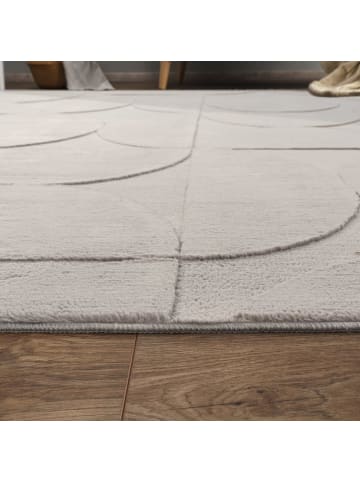 KADIMA DESIGN Teppich Kurzflor waschbar Unifarben Struktur Wohnzimmer in Grau