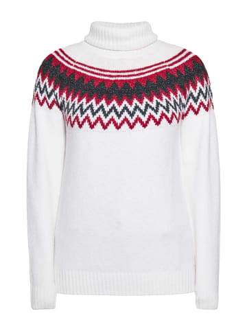 Usha Damen Strickpullover in Wollweiss Mehrfarbig