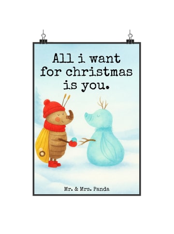 Mr. & Mrs. Panda Bild Nachtfalter Schneemann Design mit Spruch in Weiß