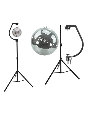 SATISFIRE Spiegelkugel 30cm mit Stativ und Motor in schwarz