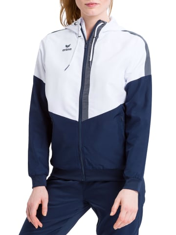 erima Squad Tracktop Jacke mit Kapuze in weiss/new navy/slate grey