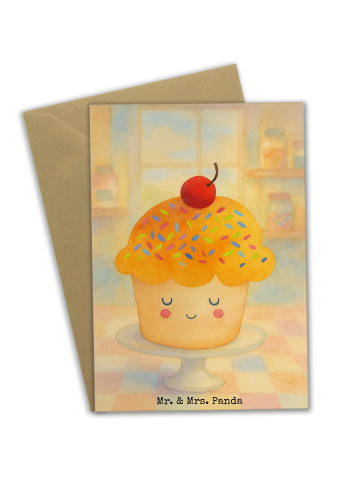 Mr. & Mrs. Panda Grußkarte Cupcake Design ohne Spruch in Weiß