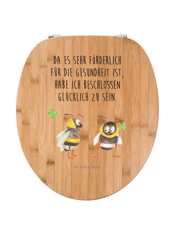 Mr. & Mrs. Panda Motiv WC Sitz Hummeln Kleeblatt mit Spruch in Braun
