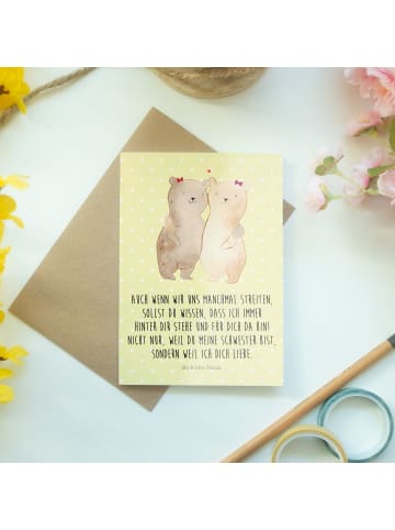 Mr. & Mrs. Panda Grußkarte Bären Schwestern mit Spruch in Gelb Pastell