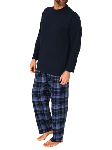 NORMANN Schlafanzug lang Pyjama karierte FlanellHose - 76562 in marine