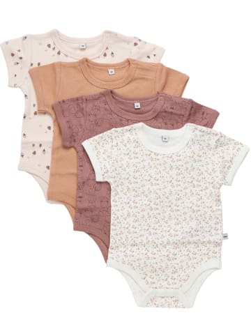 Pippi Babywear Kinder Kurzarmbody "Body SS AO-printed (4-pack)" in Rosa