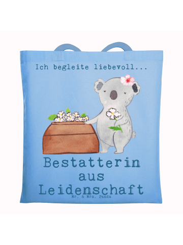 Mr. & Mrs. Panda Tragetasche Bestatterin Leidenschaft mit Spruch in Sky Blue