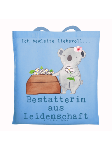 Mr. & Mrs. Panda Umhängetasche Bestatterin Leidenschaft mit Spruch in Sky Blue