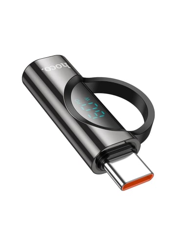 HOCO Adapter Typ C (männlich) auf iPhone-Anschluss mit Display 3A 60W in Schwarz