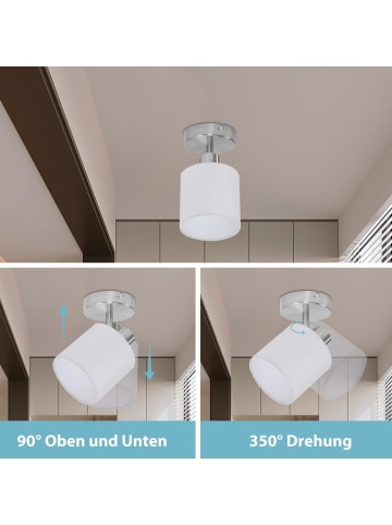 ZMH Deckenleuchte in Silber 1-flammige E14 Vintage mit Stoffschirm