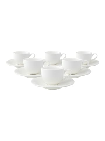 Villeroy & Boch 6er Set Espressotassen mit Untertassen New Cottage Basic in Weiß 50 ml in weiß