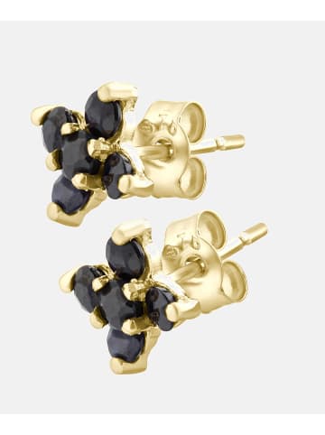 Vanlere Ohrstecker aus 375 Gelbgold mit Saphir Blumen-Design