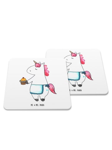 Mr. & Mrs. Panda Bierdeckel Einhorn Muffin ohne Spruch in Weiß
