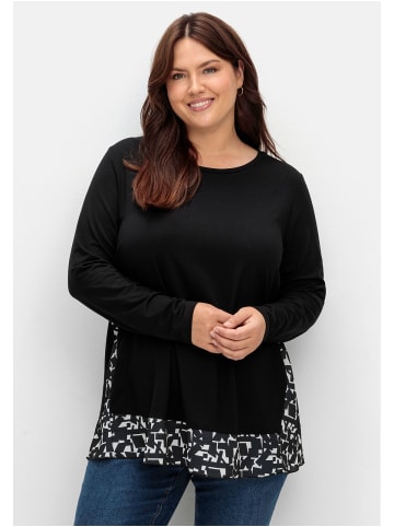 sheego Longshirt in schwarz-weiß