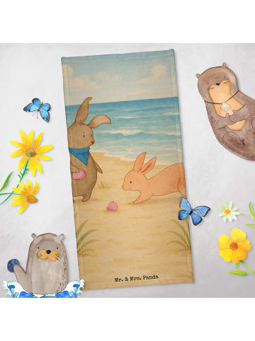 Mr. & Mrs. Panda sporthandtuch Hasen Muschel Design ohne Spruch in Weiß