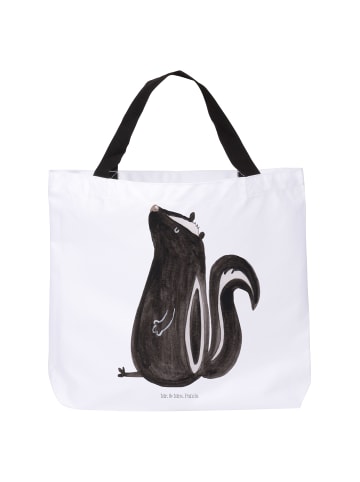 Mr. & Mrs. Panda Damen Shopper Stinktier Sitzen ohne Spruch in Weiß