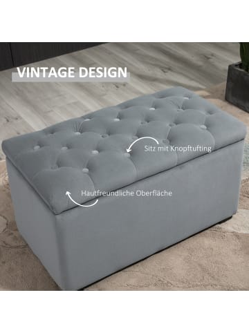 HOMCOM Aufbewahrungshocker-Set-75L x 40B x 42H cm-Hellgrau