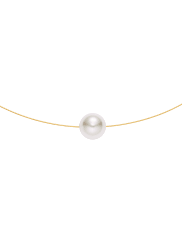 Steel_Art Edelstahlkette Perlenkette goldfarben in Weiß