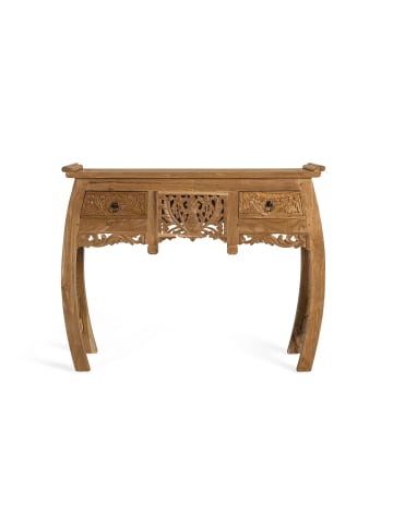 Giner y Colomer Konsolentisch mit zwei Schubladen aus massivem Teakholz 100 cm in Brown