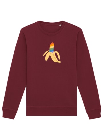 wat? Apparel Sweatshirt Rainbow Banana in Weinrot