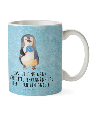 Mr. & Mrs. Panda Kindertasse Pinguin Lolli mit Spruch in Eisblau