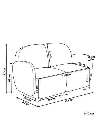 Beliani 2-Sitzer Sofa JULE in Beige/Schwarz - (W) 151 x (H) 77 x (L) 82 cm
