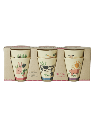 Rice Melamin Becher Set Farm Animals 6er in diverse