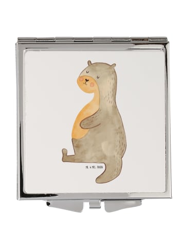 Mr. & Mrs. Panda Kosmetikspiegel Otter Bauch ohne Spruch in Weiß