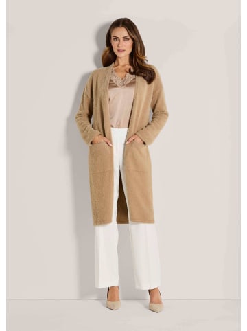 MADELEINE Eleganter Glattstrick-Mantel in beige