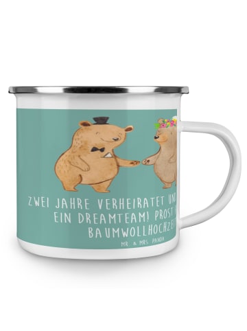 Mr. & Mrs. Panda Kaffeepott 2. Hochzeitstag Baumwollhochzeit mit... in Meeresbrise