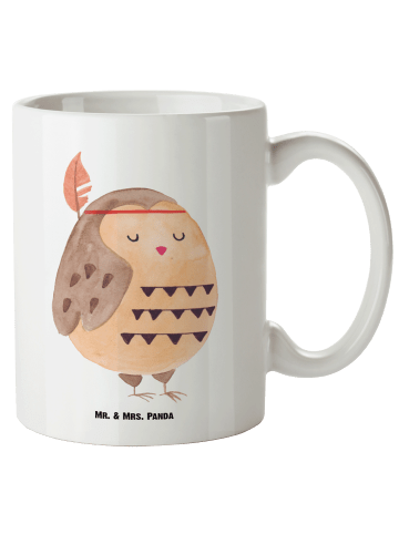 Mr. & Mrs. Panda XL Tasse Eule Federschmuck ohne Spruch in Weiß