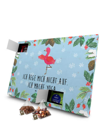 Mr. & Mrs. Panda Advents-Teekalender Flamingo Yoga mit Spruch in Eisblau
