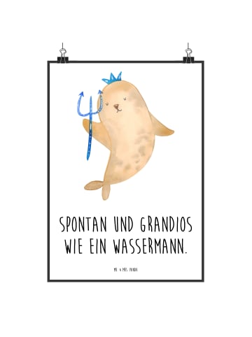 Mr. & Mrs. Panda Poster Sprüche Sternzeichen Wassermann mit Spruch in Weiß