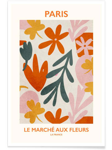 Juniqe Poster "Le Marché aux Fleurs II" in Grün & Orange