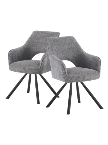 DUBI Möbel 2er-Set: Drehstuhl THOMAS-JUNA in Grau - (B)57 x (H)84 x  (T)63 cm