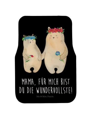 Mr. & Mrs. Panda Auto Teppich Bären mit Blumenkranz mit Spruch in Schwarz
