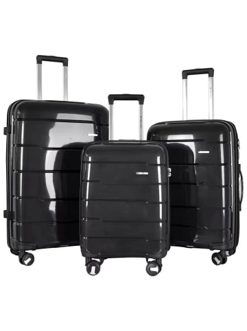 COFI 1453 3 tlg Hartschale Trolley Set Kofferset Reisekoffer in Schwarz